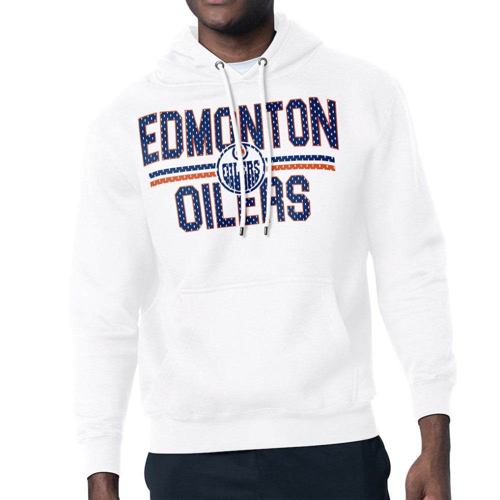 Edmonton Oilers Starter Mesh Look Team Name Logo Tri-Blend Pullover Hoodie