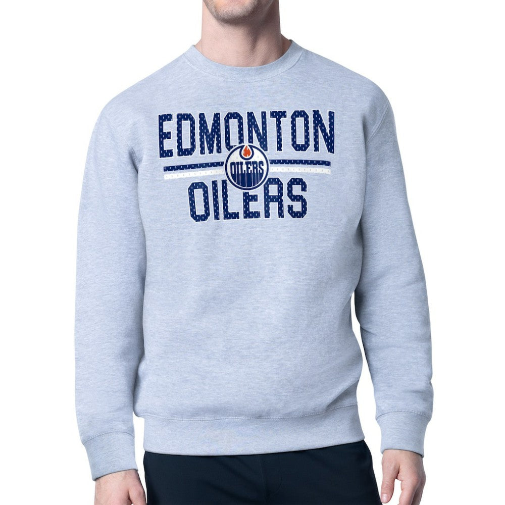 Edmonton Oilers Starter Mesh Look Team Name Logo Pullover Sweatshirt