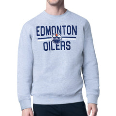Edmonton Oilers Starter Mesh Look Team Name Logo Pullover Sweatshirt