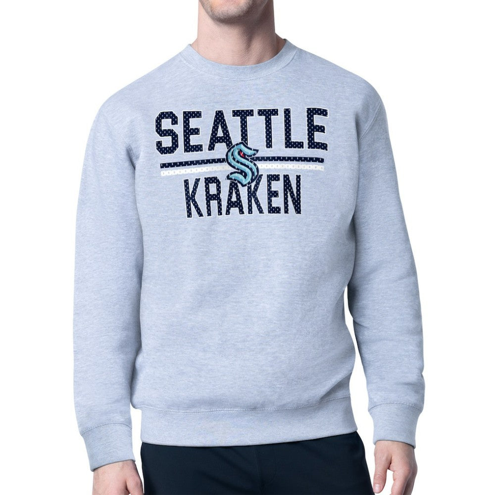 Seattle Kraken Starter Mesh Look Team Name Logo Pullover Sweatshirt