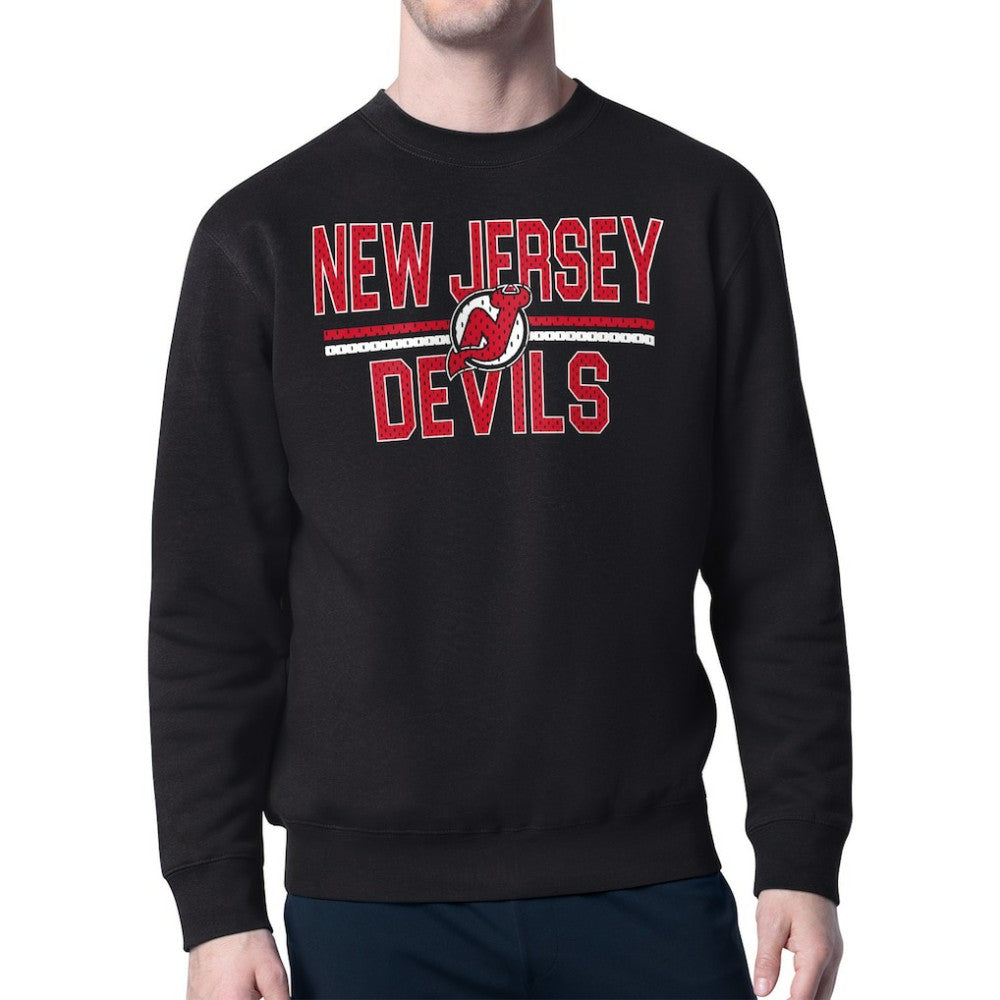 New Jersey Devils Starter Mesh Look Team Name Logo Pullover Sweatshirt