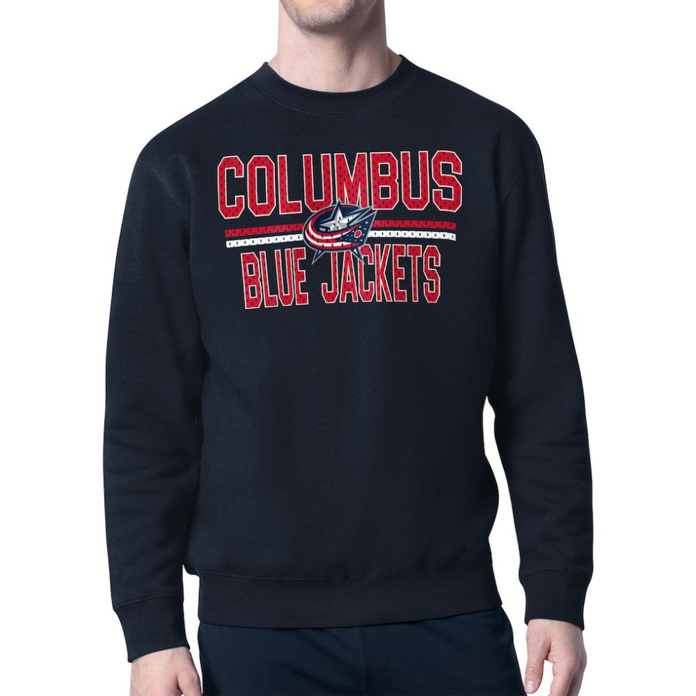 Columbus Blue Jackets Starter Mesh Look Team Name Logo Pullover Sweatshirt