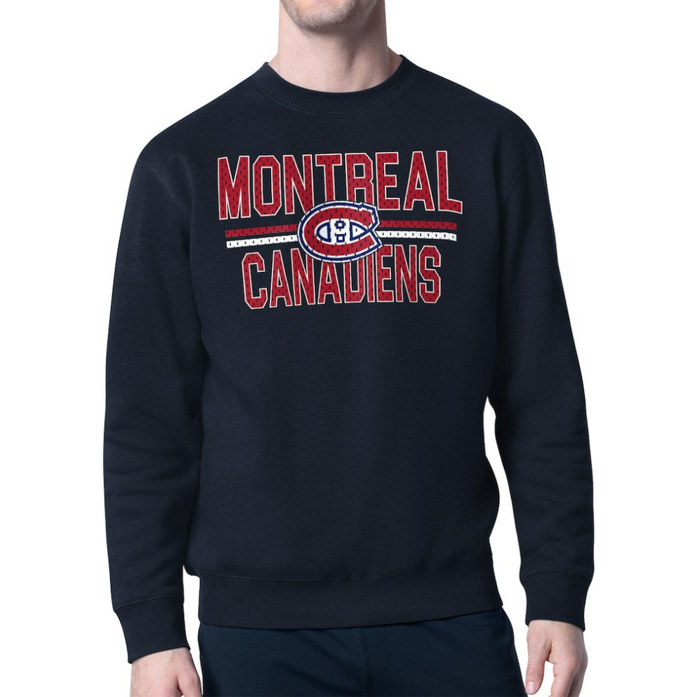 Montreal Canadiens Starter Mesh Look Team Name Logo Pullover Sweatshirt