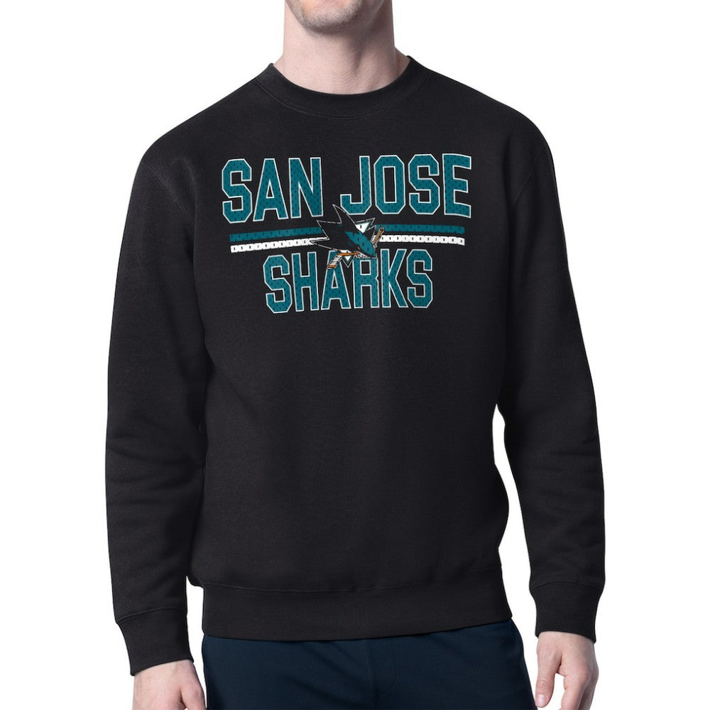 San Jose Sharks Starter Mesh Look Team Name Logo Pullover Sweatshirt