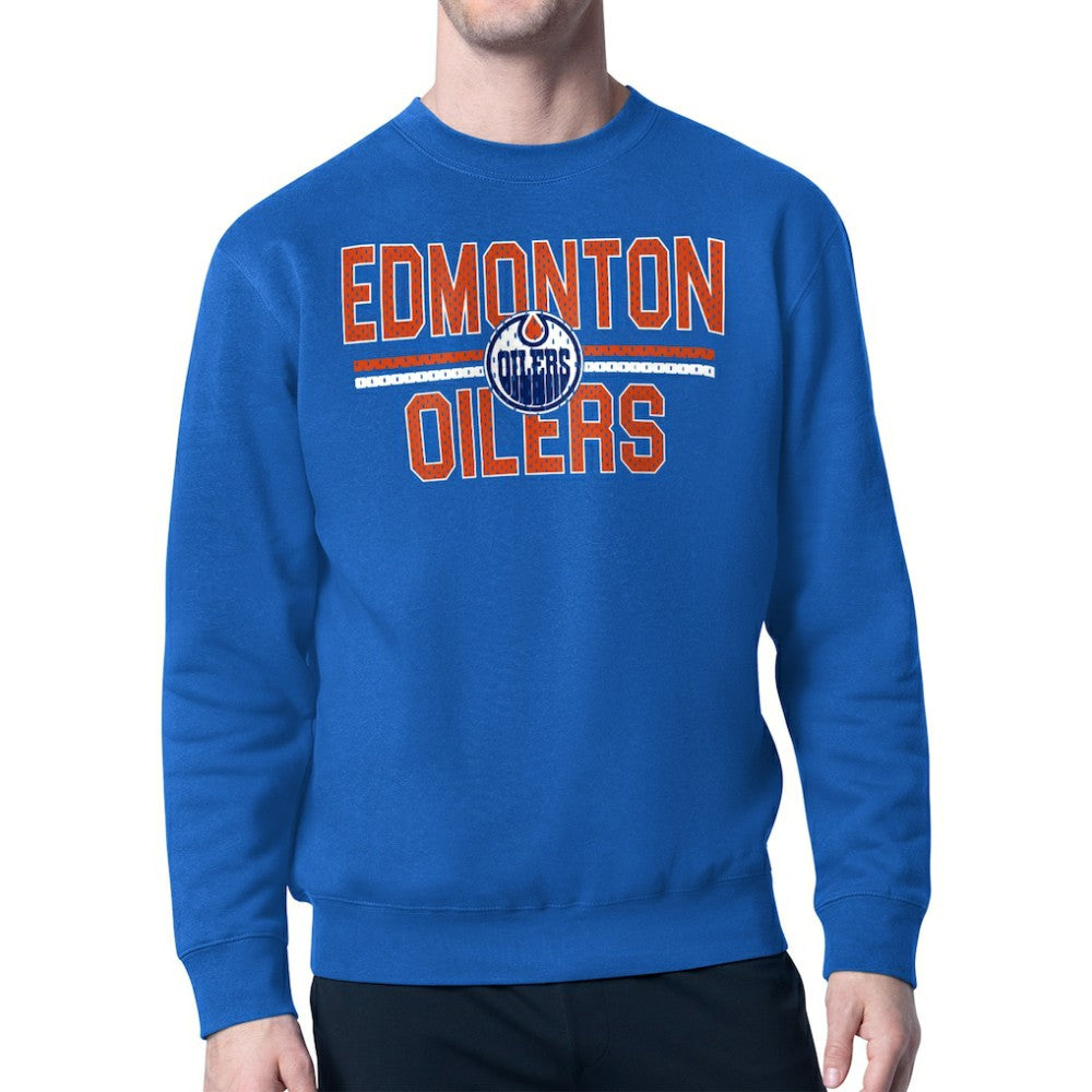 Edmonton Oilers Starter Mesh Look Team Name Logo Pullover Sweatshirt