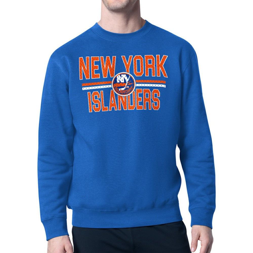 New York Islanders Starter Mesh Look Team Name Logo Pullover Sweatshirt