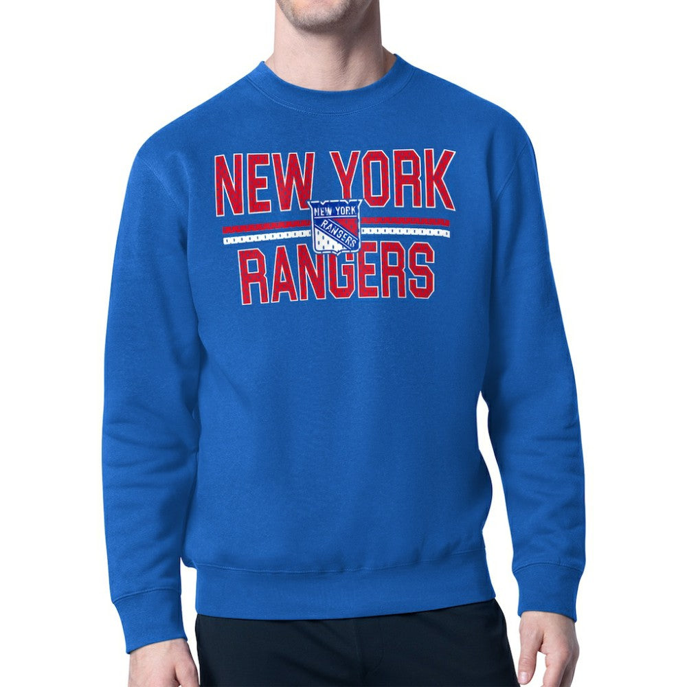 New York Rangers Starter Mesh Look Team Name Logo Pullover Sweatshirt
