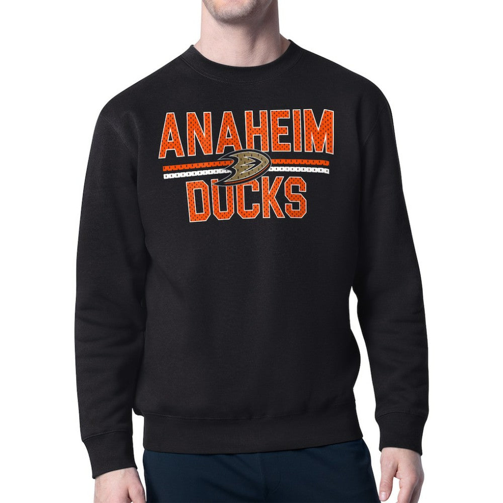 Anaheim Ducks Starter Mesh Look Team Name Logo Pullover Sweatshirt