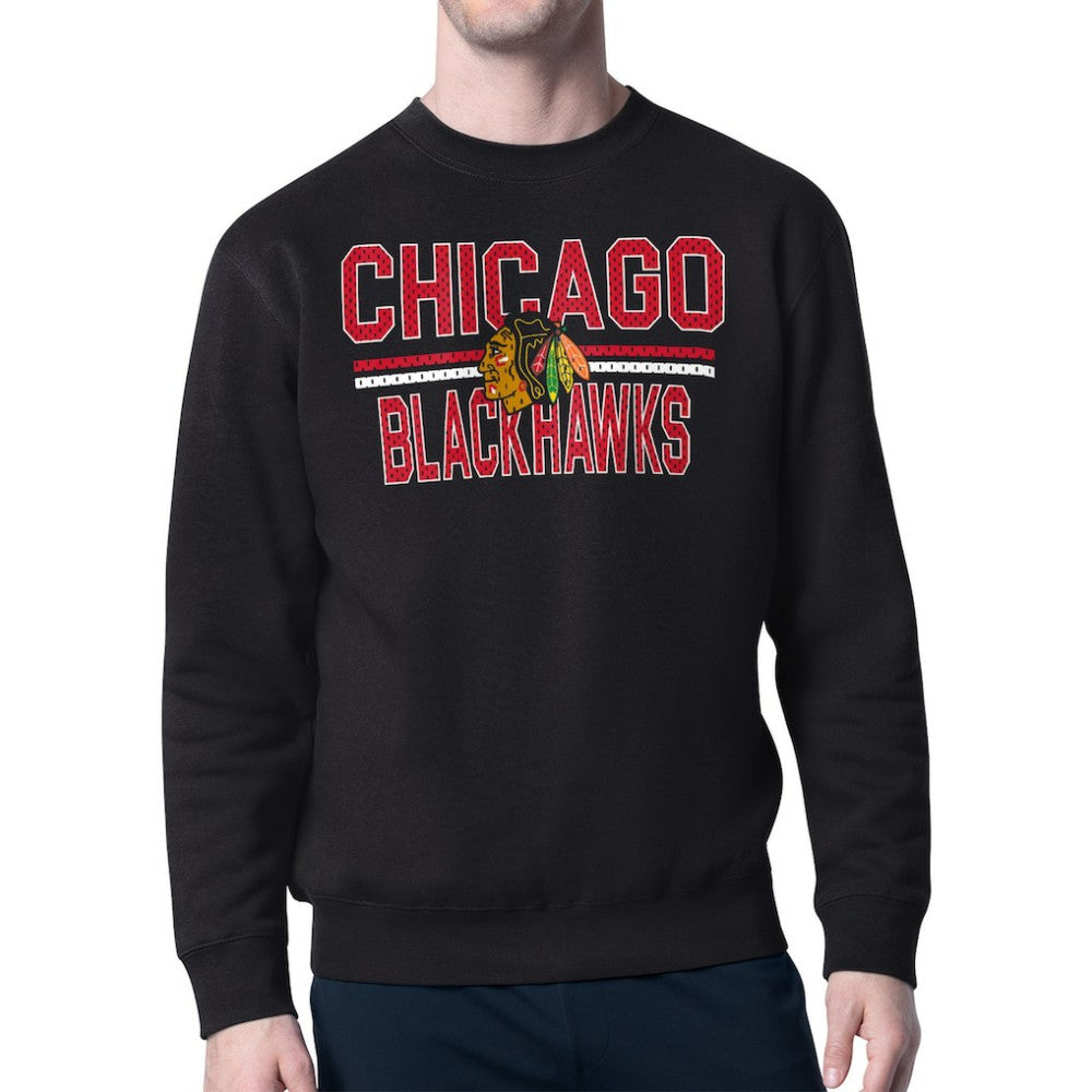 Chicago Blackhawks Starter Mesh Look Team Name Logo Pullover Sweatshirt