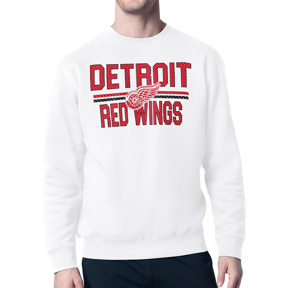 Detroit Red Wings Starter Mesh Look Team Name Logo Pullover Sweatshirt