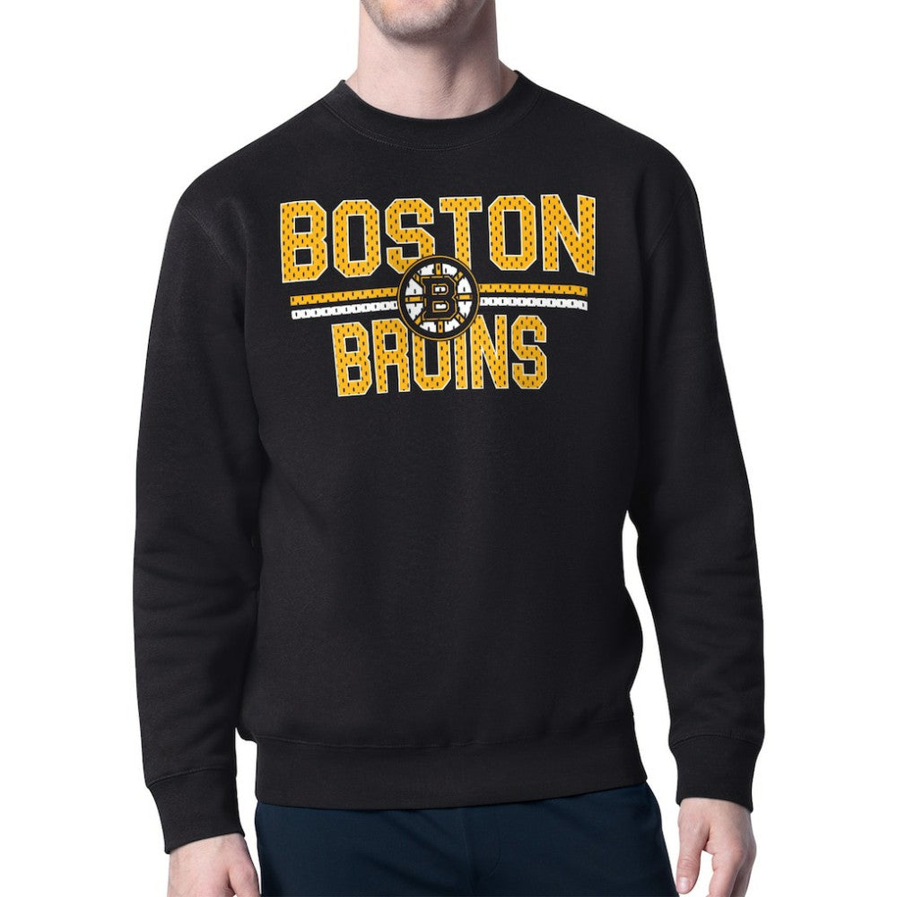 Boston Bruins Starter Mesh Look Team Name Logo Pullover Sweatshirt