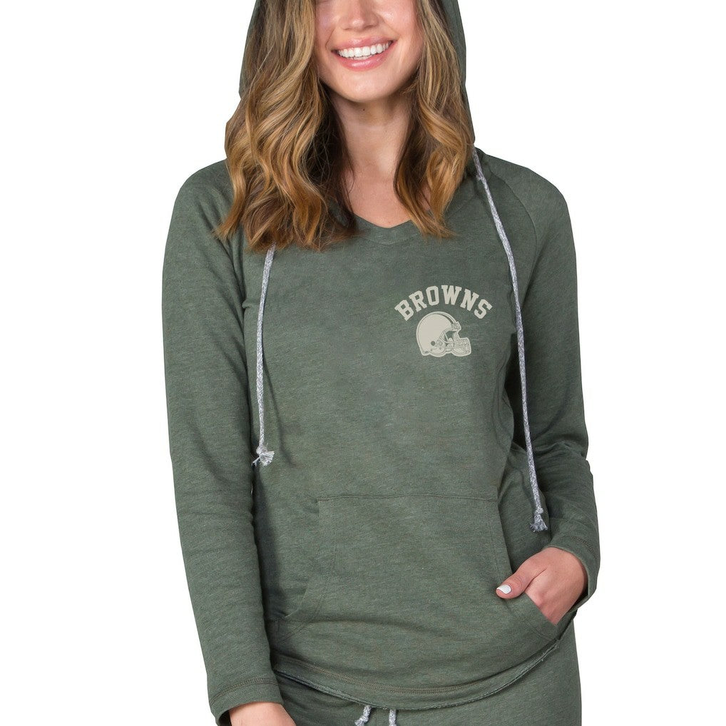 NFL Cleveland Browns Concepts Sport Women's Mainstream Terry Tri-Blend V-Neck Pullover Hoodie