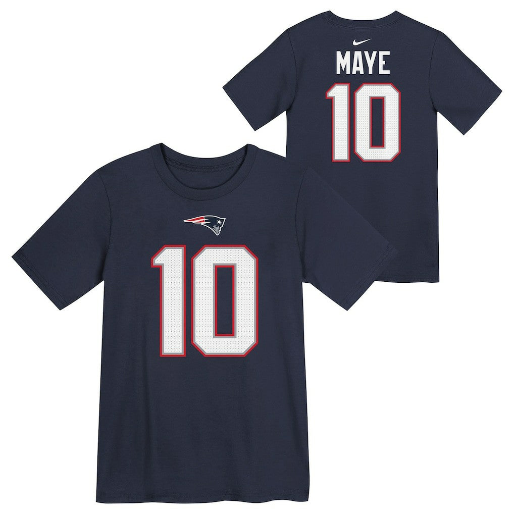 NFL New England Patriots Drake Maye  Preschool Player Name & Number T-Shirt