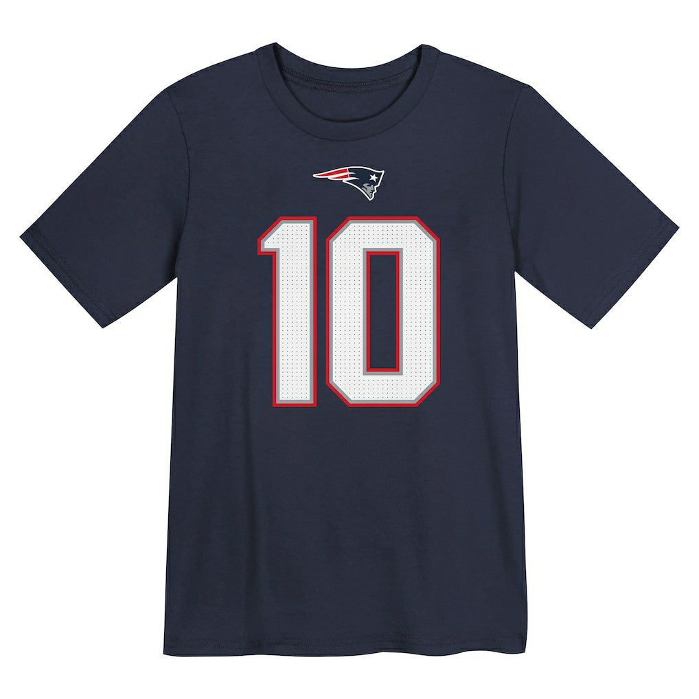 NFL New England Patriots Drake Maye  Preschool Player Name & Number T-Shirt