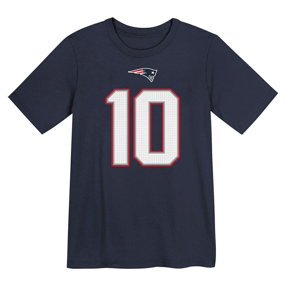 NFL New England Patriots Drake Maye  Preschool Player Name & Number T-Shirt