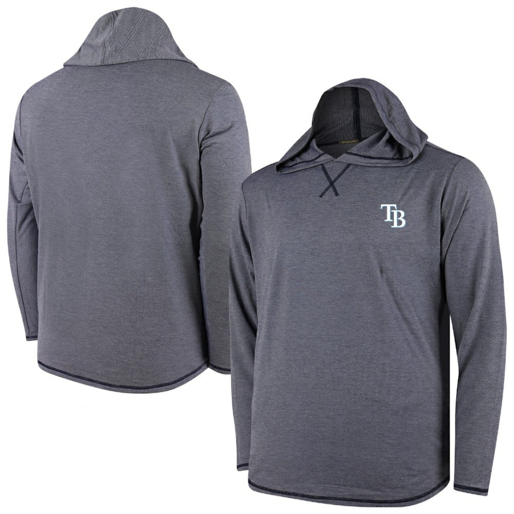 Tampa Bay Rays Butter Stripe Tri-Blend Long Sleeve Hoodie T-Shirt - Navy