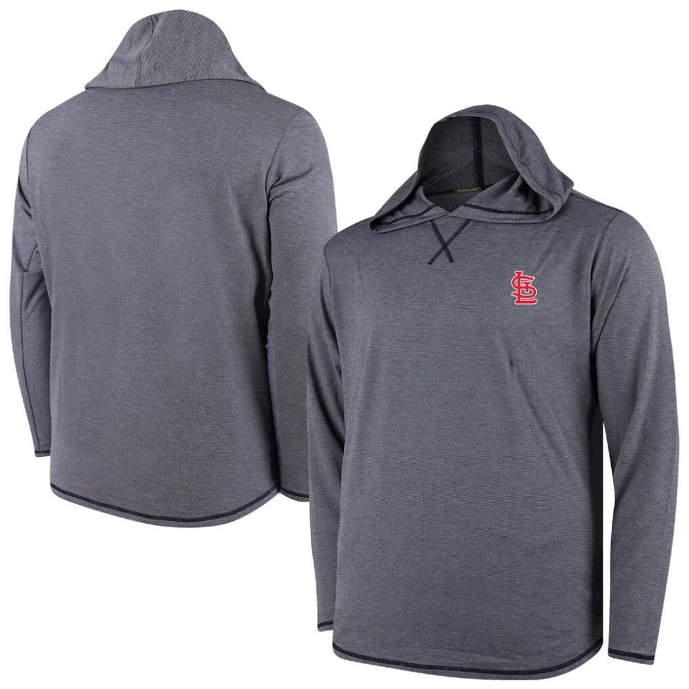 St. Louis Cardinals Butter Stripe Tri-Blend Long Sleeve Hoodie T-Shirt - Navy