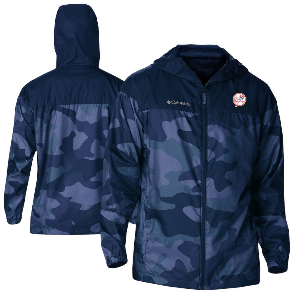New York Yankees Camo Flash Challenger Full-Zip Windbreaker Jacket - Navy | Columbia