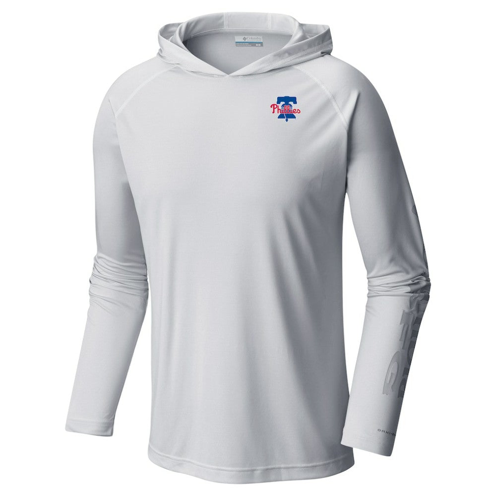 Philadelphia Phillies Omni-Wick Terminal Tackle Raglan Long Sleeve Hoodie T-Shirt - White | Columbia