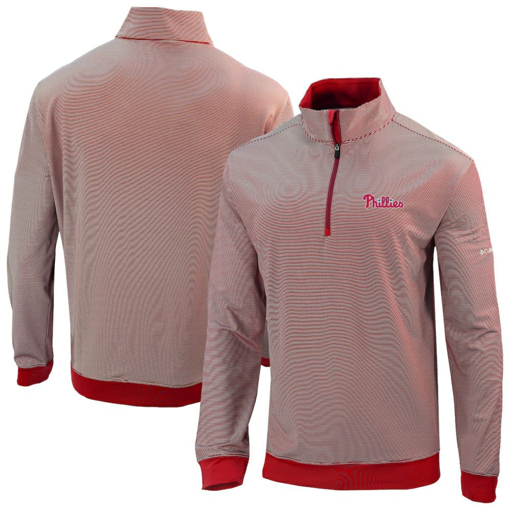 Philadelphia Phillies Omni-Wick Even Lie Quarter-Zip Pullover Top - Red | Columbia