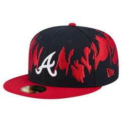 Atlanta Braves Retro Pattern 59FIFTY Fitted Hat - Navy/Red | New Era