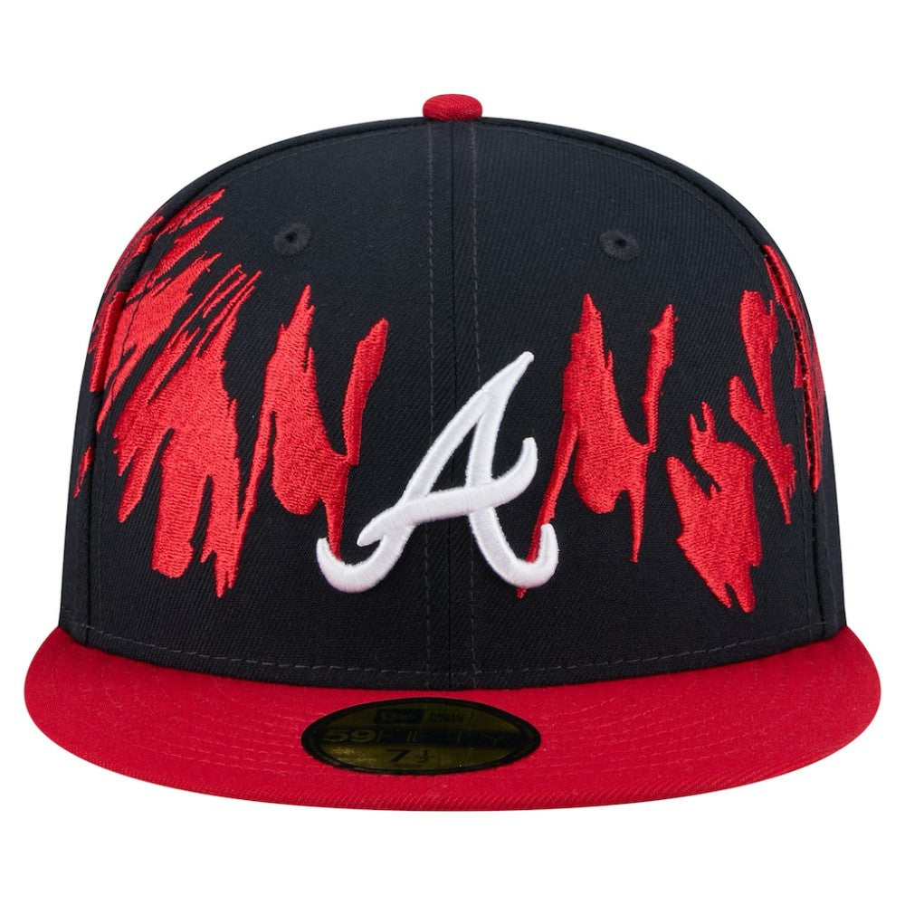 Atlanta Braves Retro Pattern 59FIFTY Fitted Hat - Navy/Red | New Era