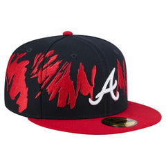 Atlanta Braves Retro Pattern 59FIFTY Fitted Hat - Navy/Red | New Era