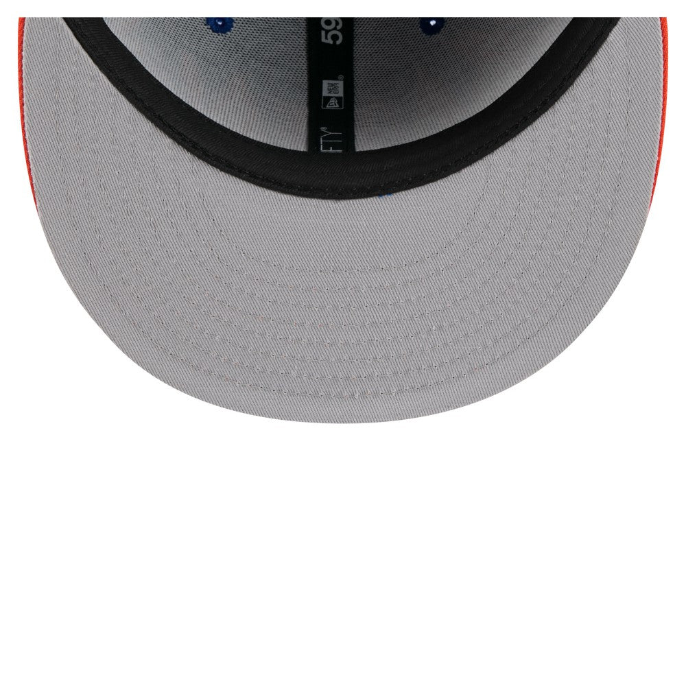 New York Mets Retro Pattern 59FIFTY Fitted Hat - Royal/Orange | New Era