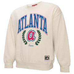 Atlanta Braves Women's Cooperstown Collection Laurel Pullover Sweatshirt - Cream | Mitchell & Ness
