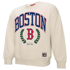 Boston Red Sox Women's Cooperstown Collection Laurel Pullover Sweatshirt - Cream | Mitchell & Ness