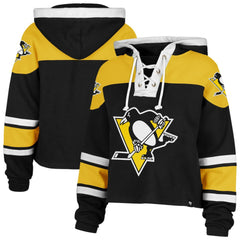 Pittsburgh Penguins '47 Women's Cropped Superior Lacer Pullover Hoodie