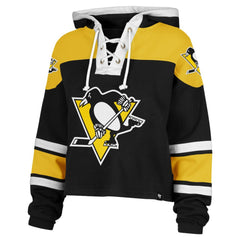 Pittsburgh Penguins '47 Women's Cropped Superior Lacer Pullover Hoodie