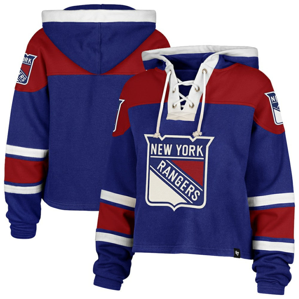 New York Rangers '47 Women's Cropped Superior Lacer Pullover Hoodie