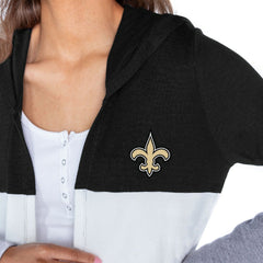 NFL New Orleans Saints Gameday Couture Women's Tri-Blend Color Block Lightweight Cardigan Hoodie