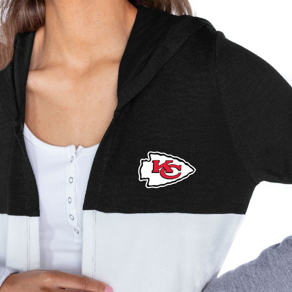 NFL Kansas City Chiefs Gameday Couture Women's Tri-Blend Color Block Lightweight Cardigan Hoodie