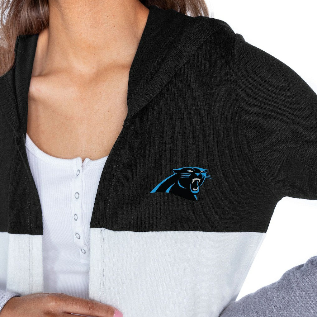 NFL Carolina Panthers Gameday Couture Women's Tri-Blend Color Block Lightweight Cardigan Hoodie