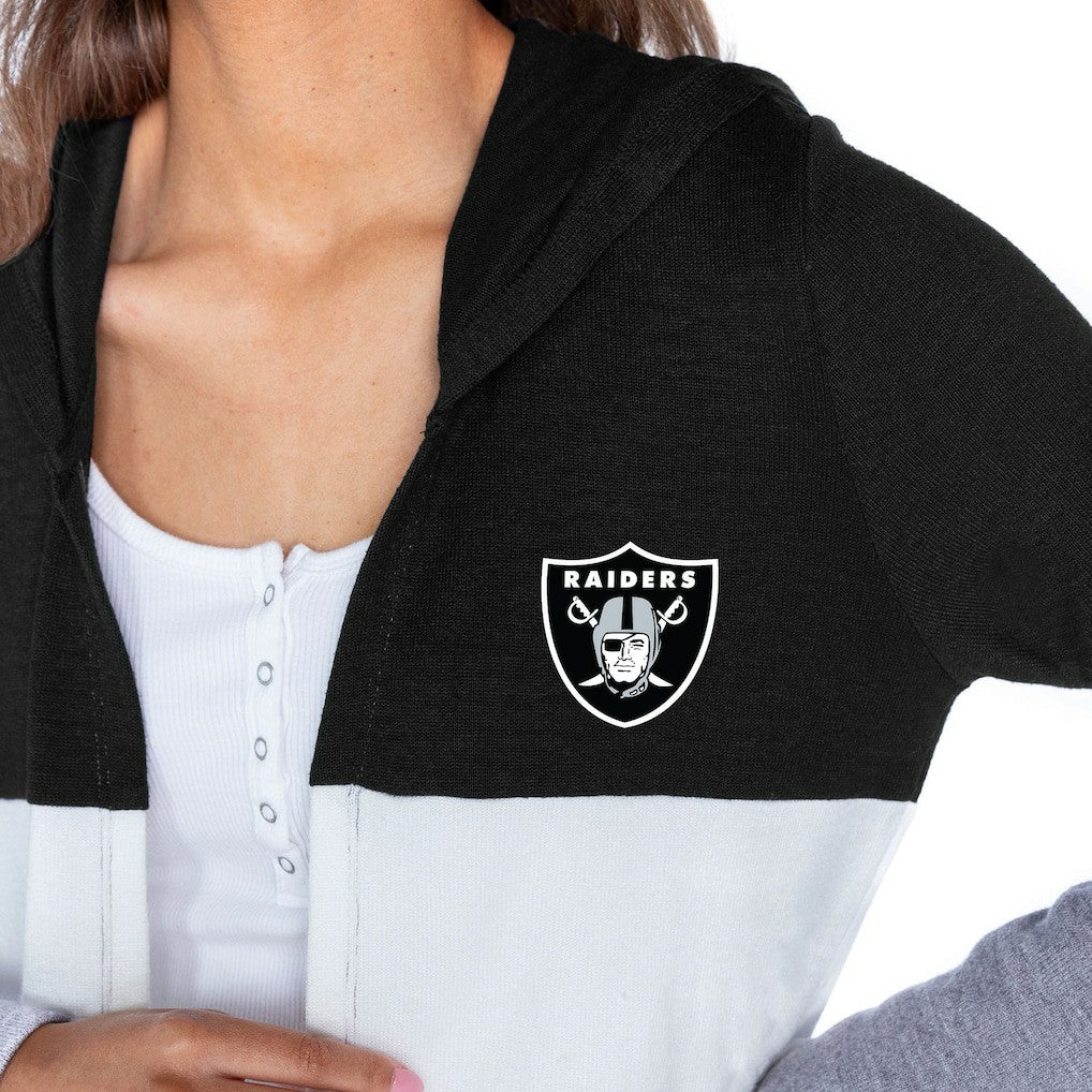 NFL Las Vegas Raiders Gameday Couture Women's Tri-Blend Color Block Lightweight Cardigan Hoodie