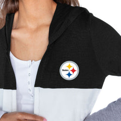NFL Pittsburgh Steelers Gameday Couture Women's Tri-Blend Color Block Lightweight Cardigan Hoodie