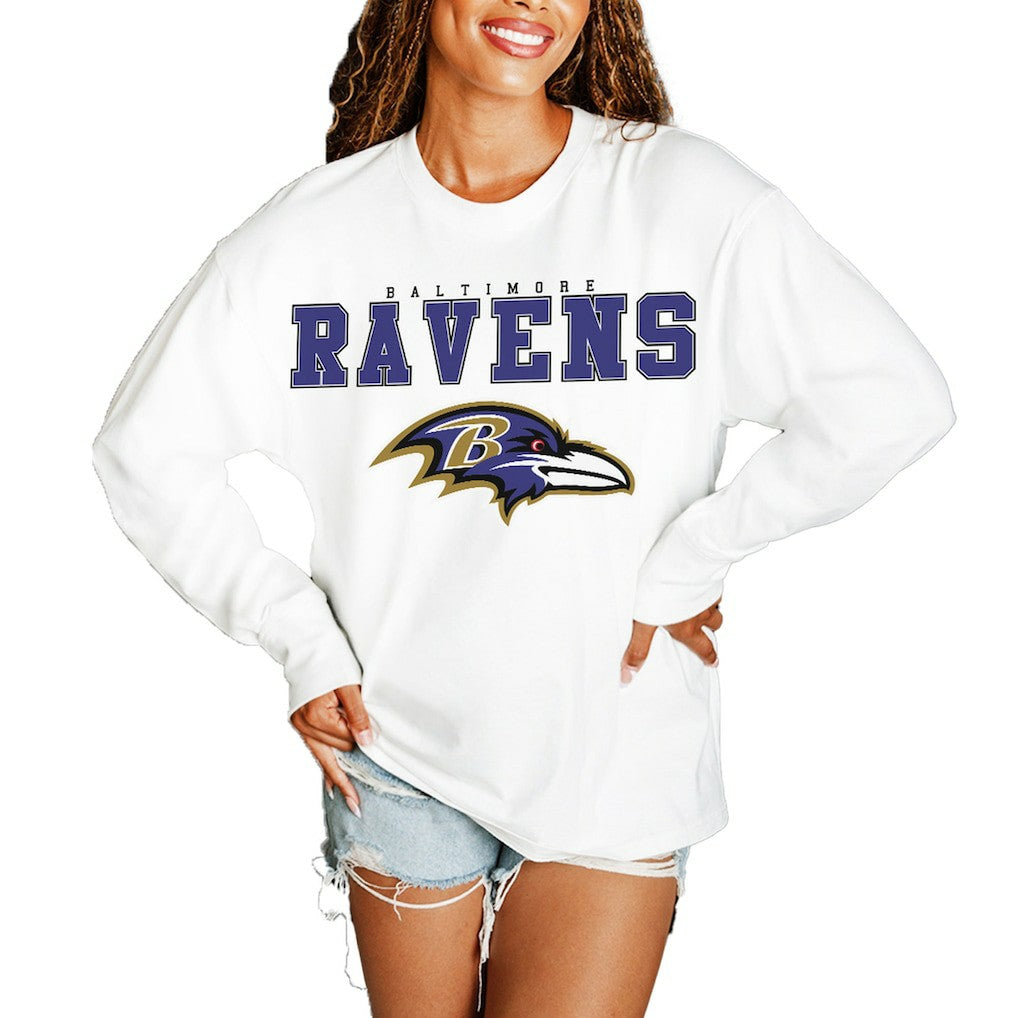 NFL Baltimore Ravens Gameday Couture Women's Big Goals Oversized Long Sleeve T-Shirt