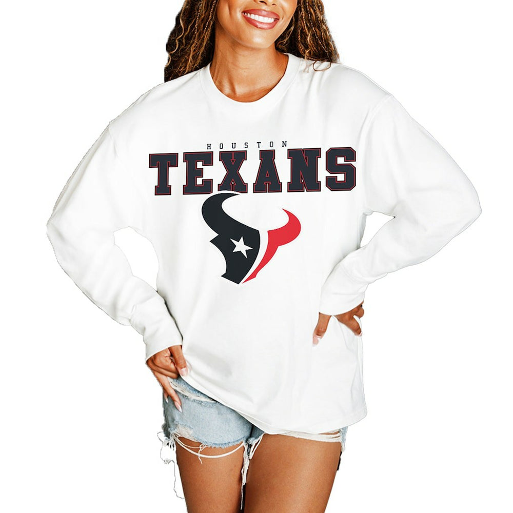 NFL Houston Texans Gameday Couture Women's Big Goals Oversized Long Sleeve T-Shirt