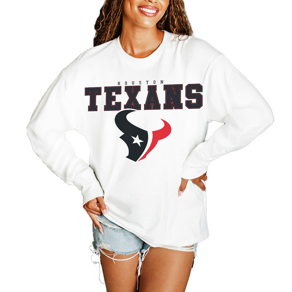 NFL Houston Texans Gameday Couture Women's Big Goals Oversized Long Sleeve T-Shirt