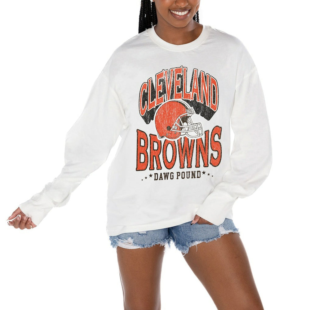 NFL Cleveland Browns Gameday Couture Women's Time Out Oversized Long Sleeve T-Shirt