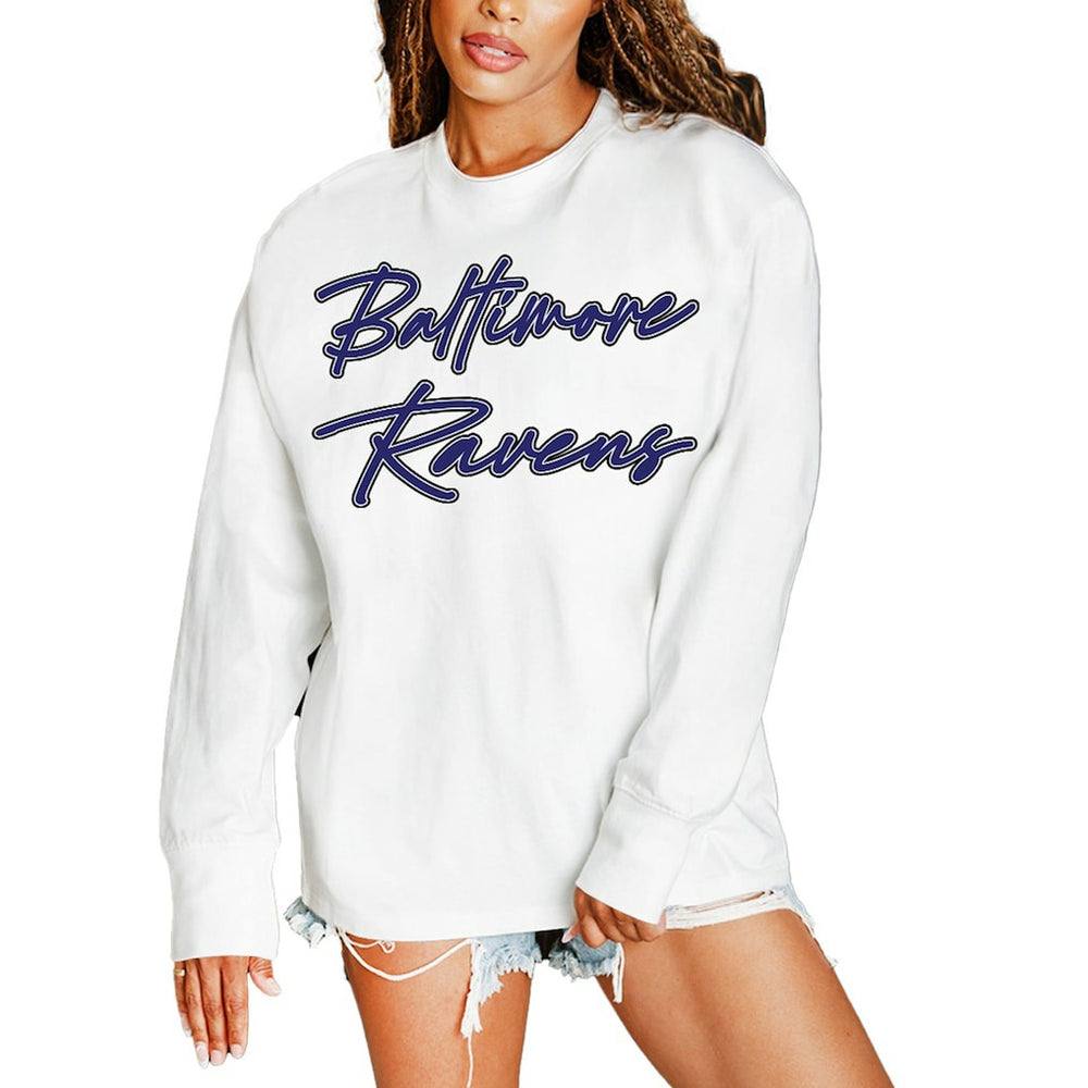 NFL Baltimore Ravens Gameday Couture Women's Classic Comeback Oversized Long Sleeve T-Shirt