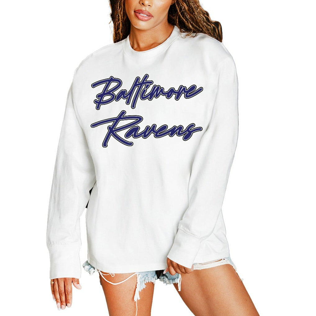 NFL Baltimore Ravens Gameday Couture Women's Classic Comeback Oversized Long Sleeve T-Shirt