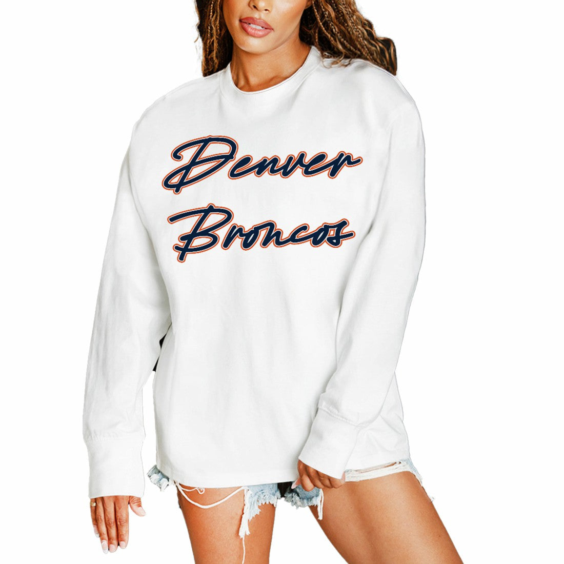 NFL Denver Broncos Gameday Couture Women's Classic Comeback Oversized Long Sleeve T-Shirt