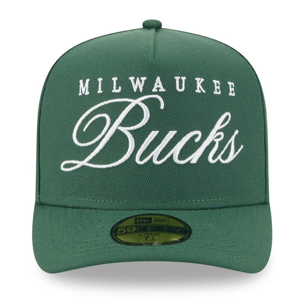 Milwaukee Bucks 2025 NBA Draft A-Frame 59FIFTY Fitted Hat - Hunter Green | New Era discount