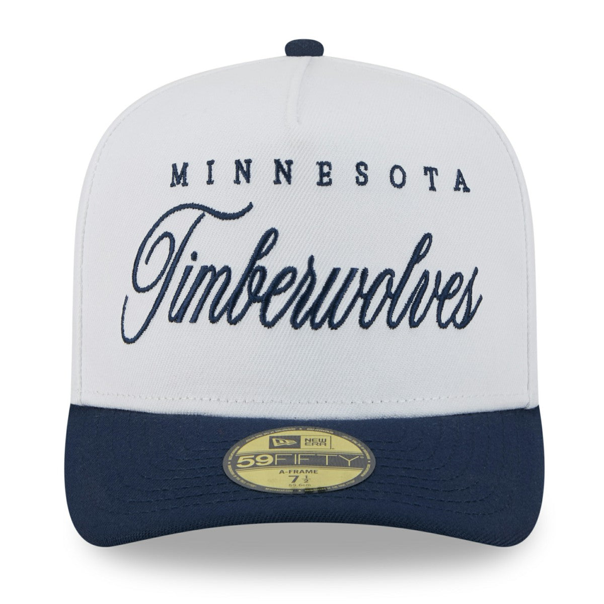 Minnesota Timberwolves 2025 NBA Draft A-Frame 59FIFTY Fitted Hat - White/Navy | New Era for sale