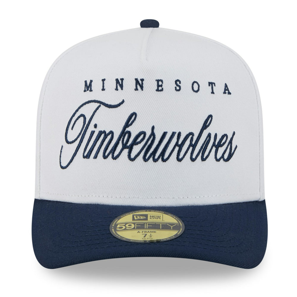 Minnesota Timberwolves 2025 NBA Draft A-Frame 59FIFTY Fitted Hat - White/Navy | New Era for sale