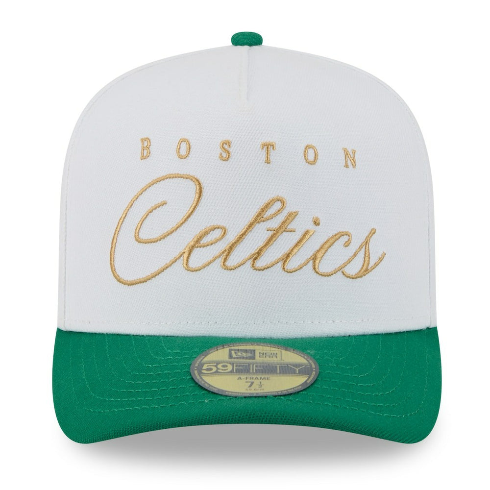 Boston Celtics 2025 NBA Draft A-Frame 59FIFTY Fitted Hat - White/Kelly Green | New Era online