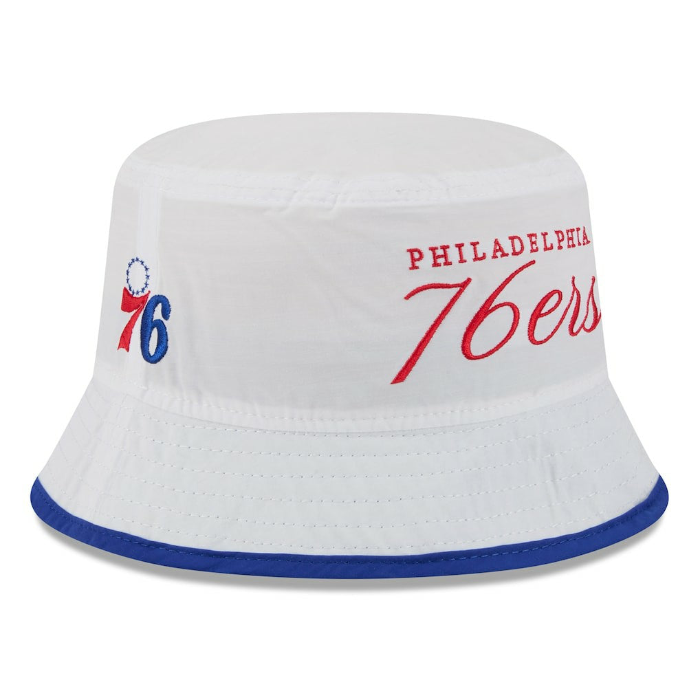 Philadelphia 76ers 2025 NBA Draft Nylon Bucket Hat - White/Royal | New Era sale